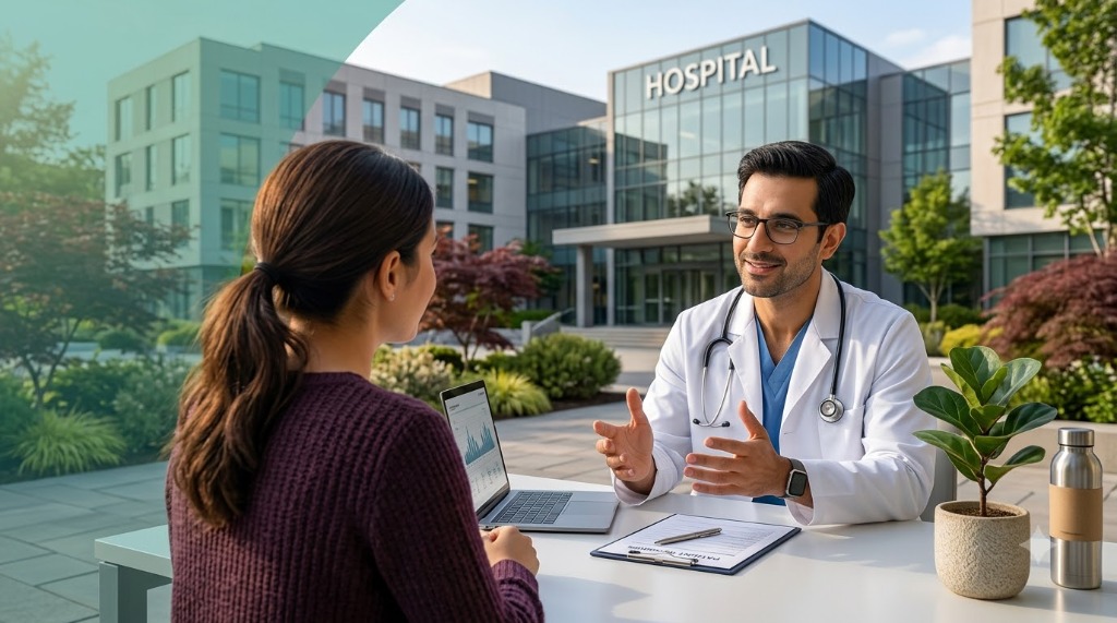 Doctor consultation at hospital partner campus