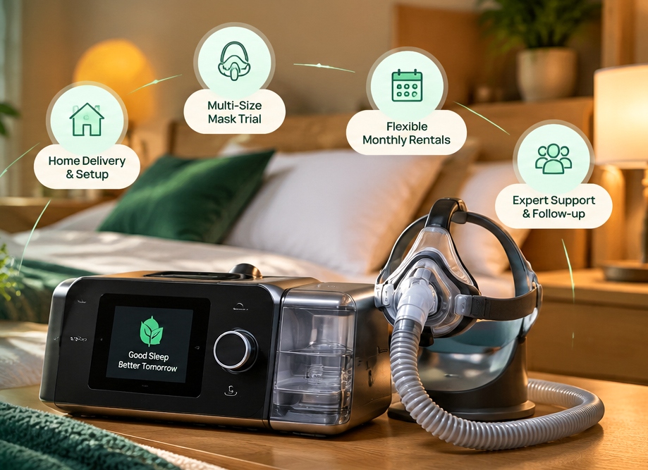 Hospital-grade CPAP therapy rentals and home trial equipment